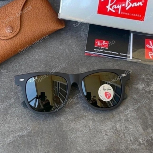 Kacamata hitam pria original Ray-Ban - Hitam Doff