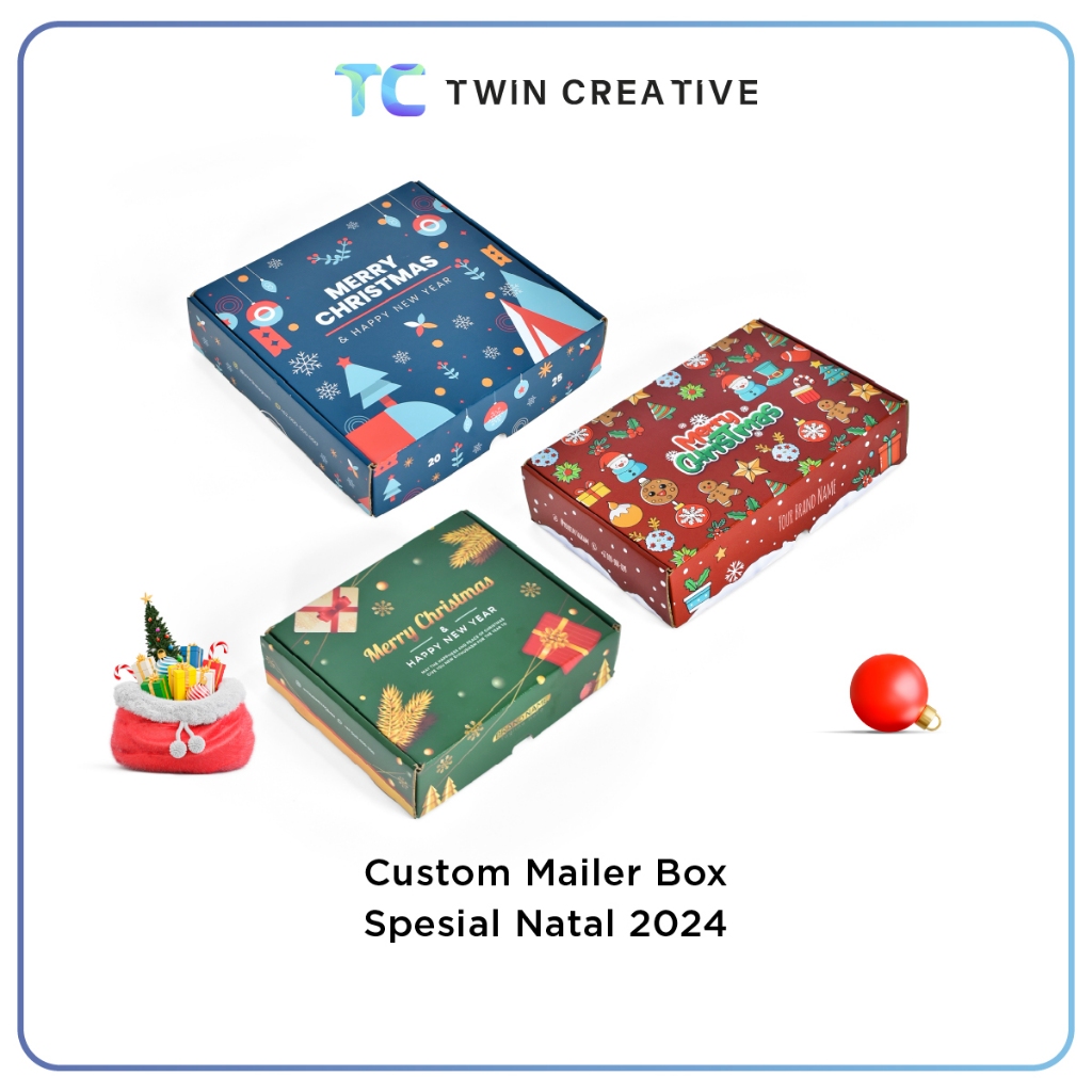 Custom Box Kardus Hadiah / Packing Hampers Box - Mailer Box Full Print Spesial Natal