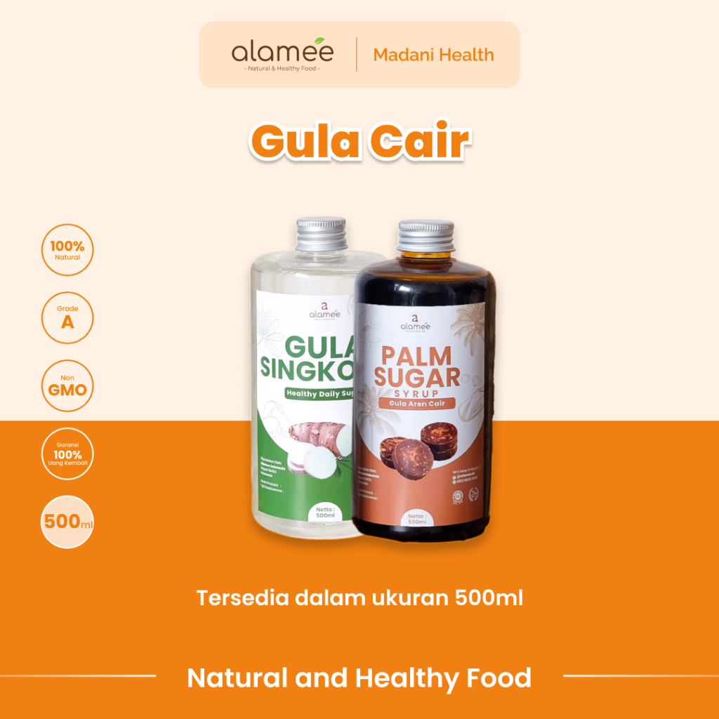 

ALAMEE Gula Aren Cair Singkong Ketela Palm Sugar Cair Organic Organik Pure Pemanis 500ml