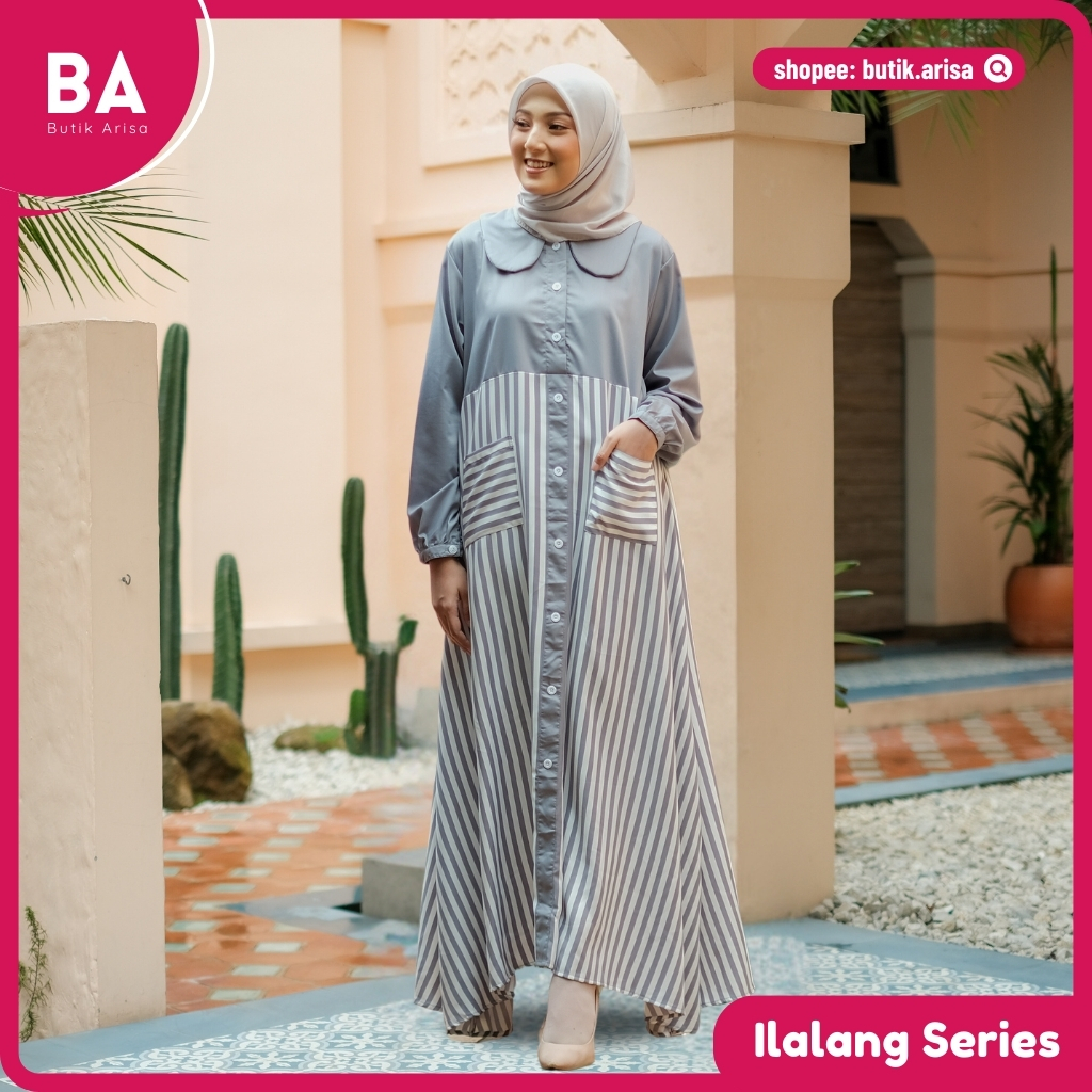 Gamis Salur Premium | Gamis Casual | Gamis Garis Garis Terbaru | Gamis Motif Salur | Gamis Stripe | 