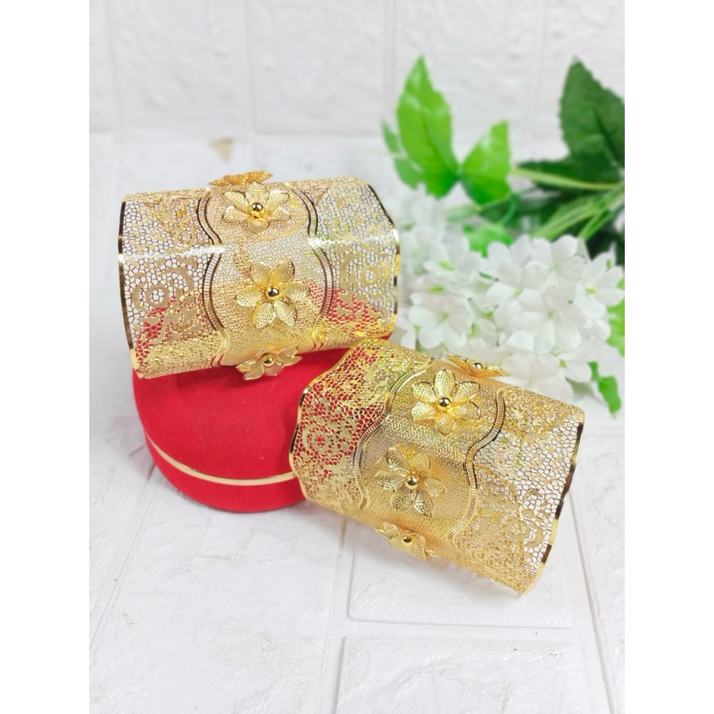 Gelang fashion tipis dan ringan mirip emas asli gelang bunga kembang