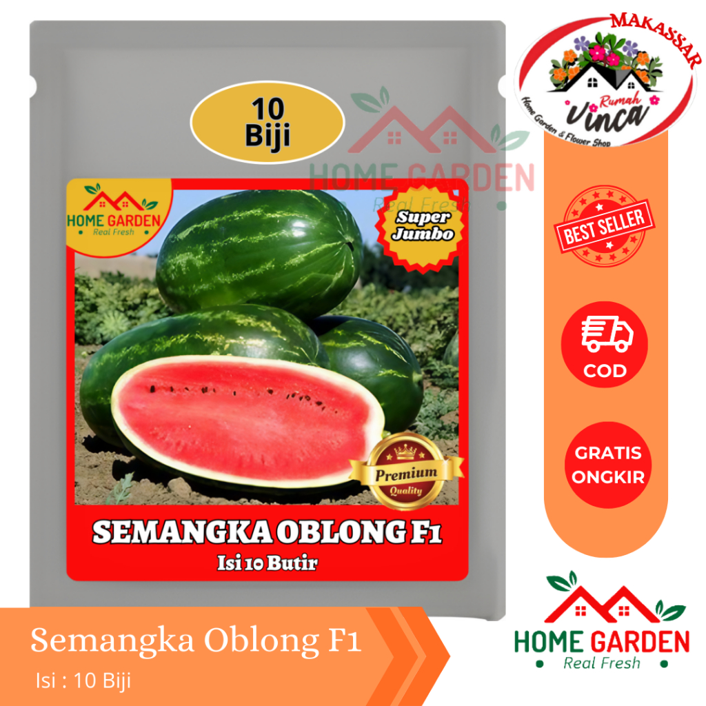Benih Bibit Semangka Merah Oblong F1 Super Jumbo 10 Biji Super Manis