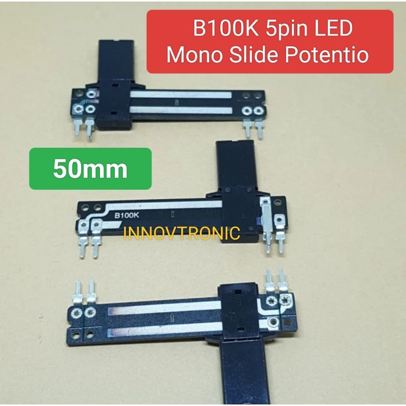 B100K 5pin 5Cm LED Slide Geser Mono Plastik 50mm Amplifier Audio Mixer Tone Control Equalizer