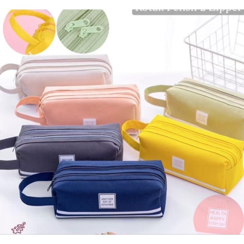 

pouch/kotak pensil dua zipper