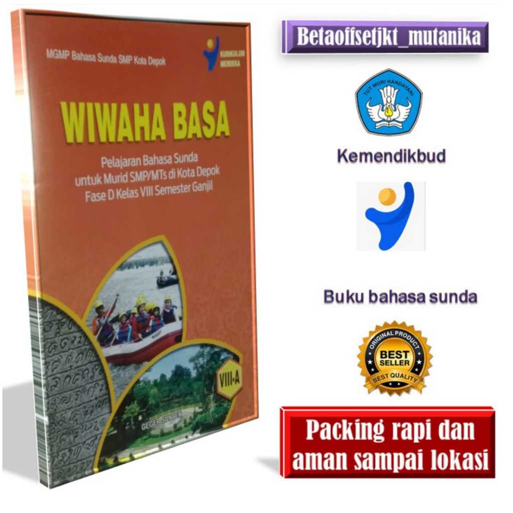 Buku Bahasa Sunda SMP Kelas 8A Wiwaha Basa Kertas HVS Kurikulum Merdeka