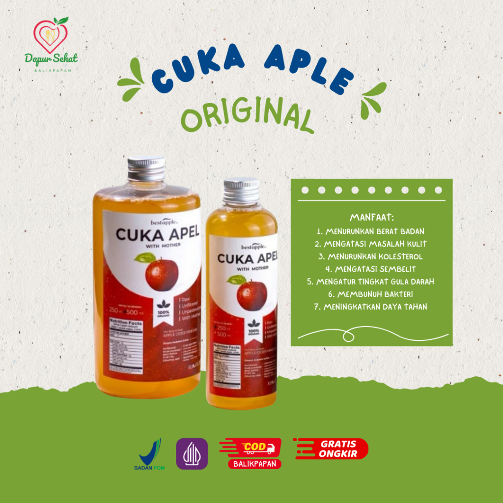 

Cuka Apel BestApple Original 500 ml - Apple Cider Vinegar untuk Diet, Detoks, & Kesehatan / COD Balikpapan