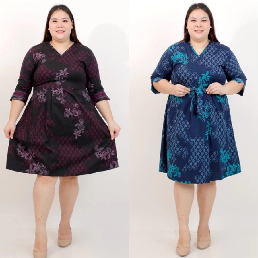 DRESS BATIK WANITA MODERN BIG SIZE JUMBO 020A OVERSIZE BIG SIZE PESTA KERJA KANTOR FORMAL BAJU HAMIL