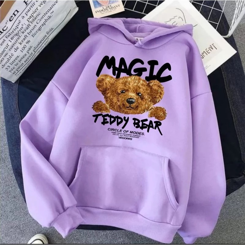 Magic Teddy Bear Hoodie- Hoodie Gambar Teddy Bear Untuk Anak Prempuan Usia 2-10 Tahun MAGIC TEDDY BE