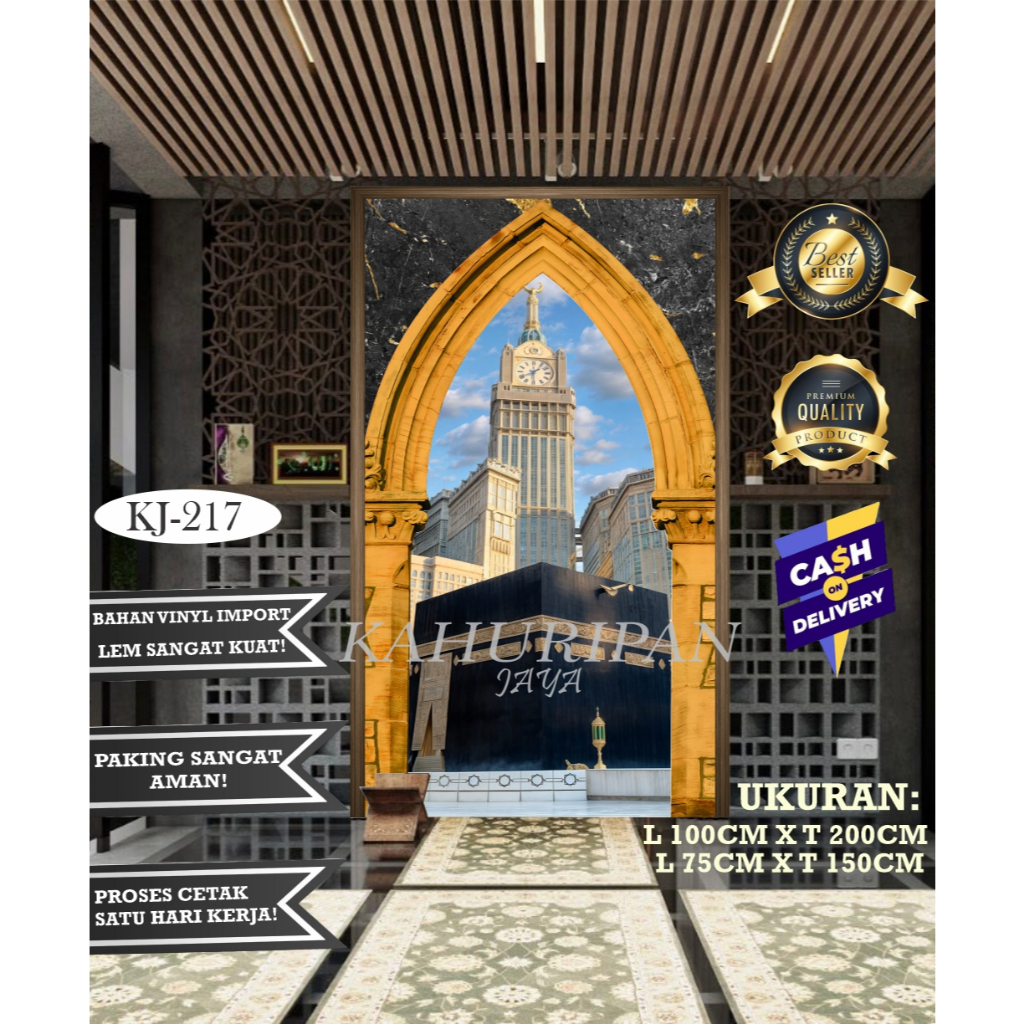 MOTIF KA'BAH - Mihrab Mushola Rumah - Sticker Mihrab Mushola Rumah - Wallpaper Mihrab - Stiker Musho