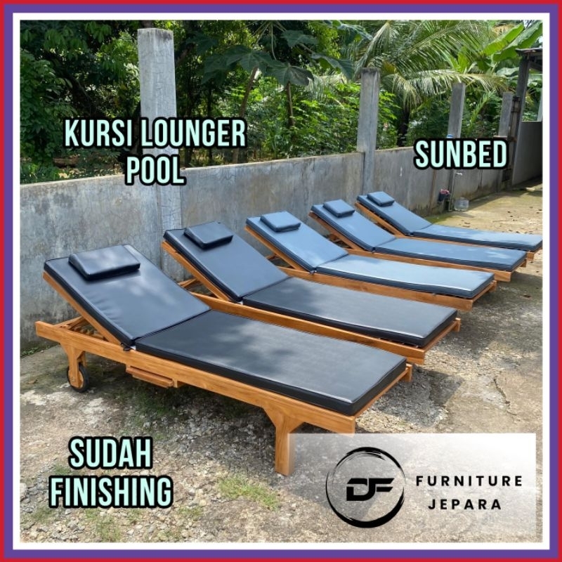 Kursi Lounger Sunbed Kursi Pool Sun Lounger Kayu Jati Kursi Selonjoran Pantai