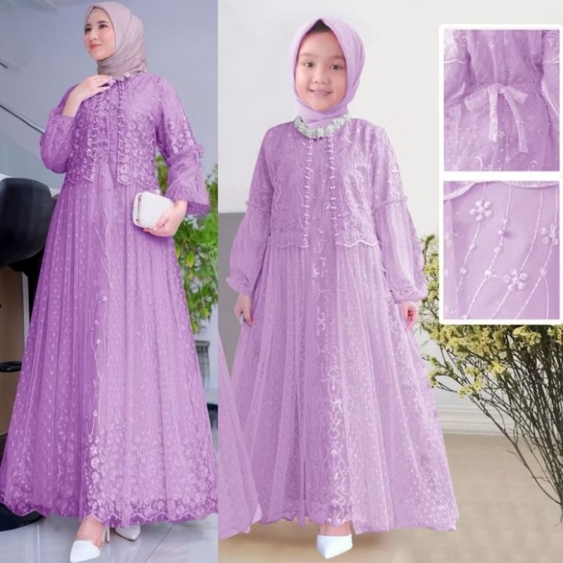 (NEW) FIKA DRESS - BAJU MAXY MAXI DRESS GAMIS BRUKAT BROKAT FULL PURING FURING TILE MUTIARA UNTUK PE