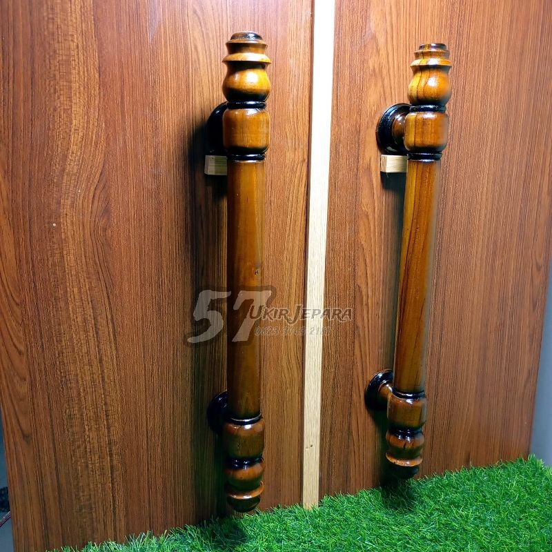 Gagang Tarikan Pintu Kayu Jati - Handle Pintu Bubut Bahan Kayu Jati