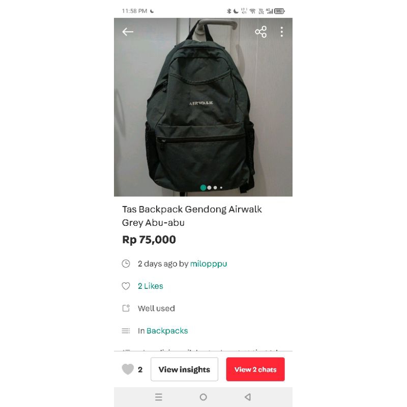 preloved tas backpack airwalk