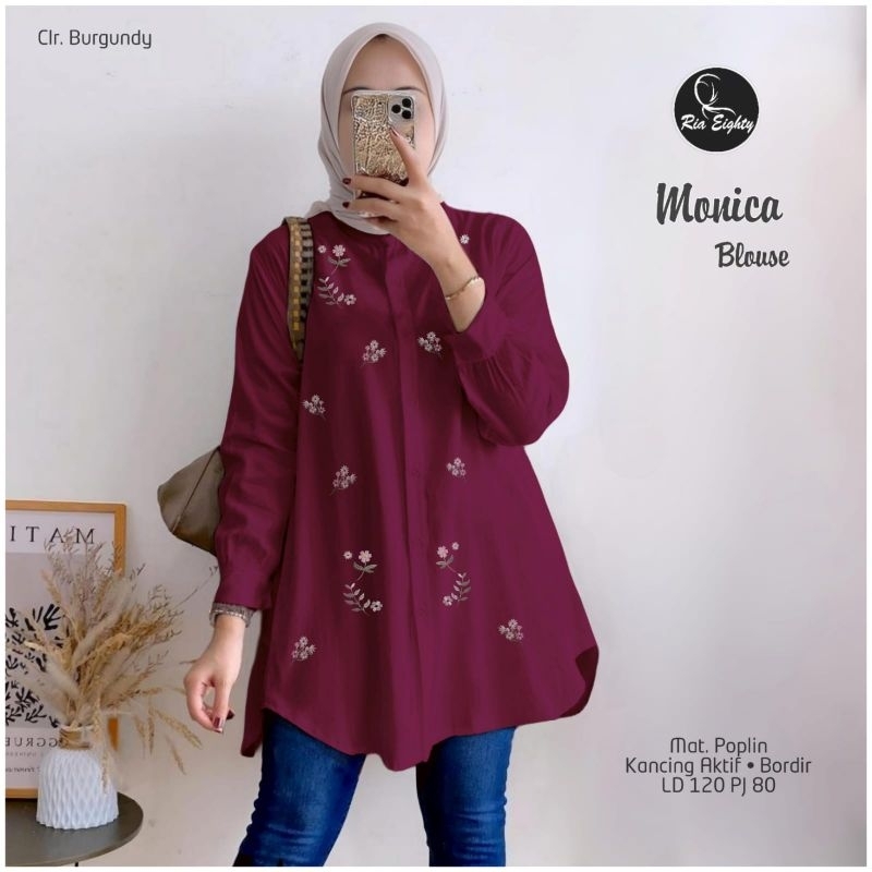 Tunik Bordir Bunga Kekinian Lengan panjang wanita remaja cantik premium monica