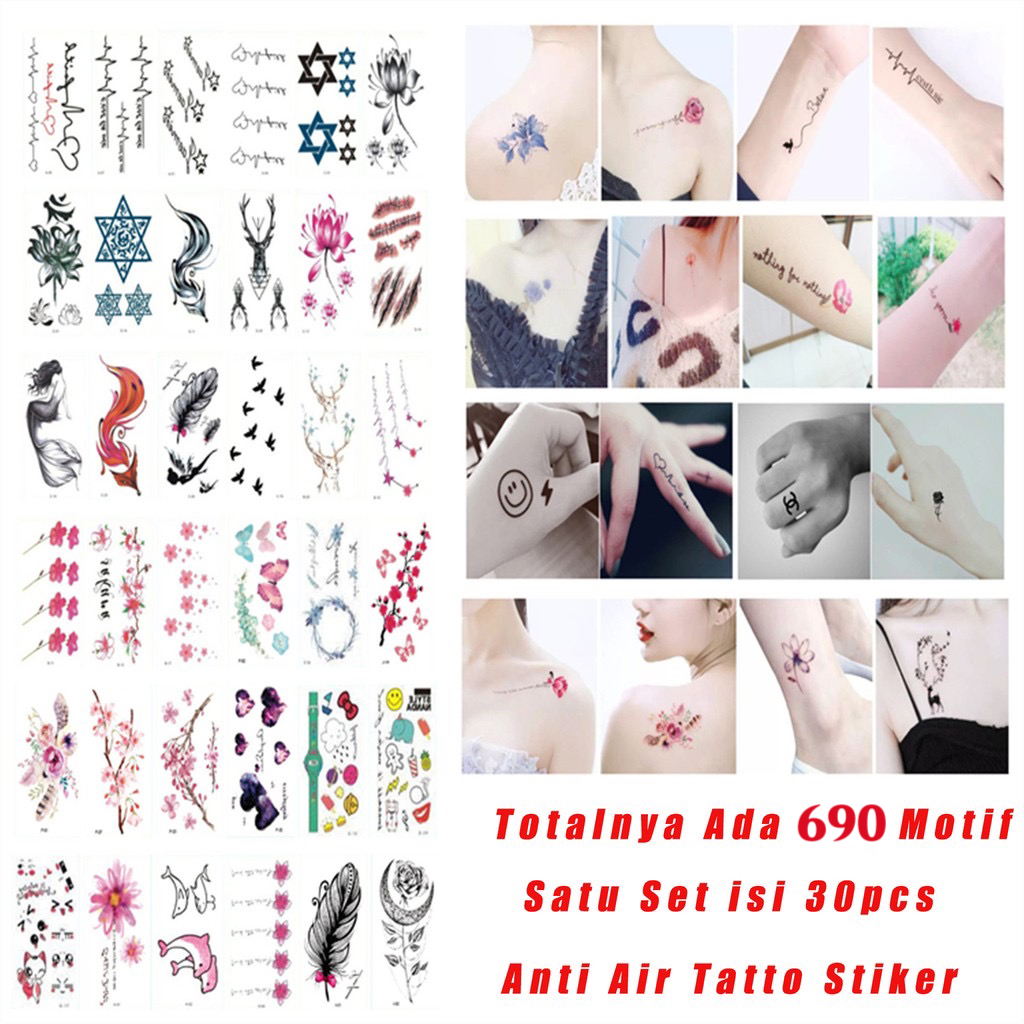 Lustar Temporary Tattoo Sticker Motif Tulisan Cartoon Small Fresh Waterproof Tattoo Stickers
