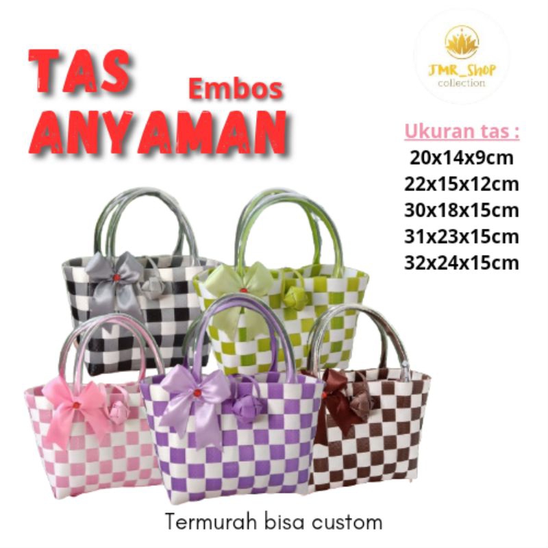 

(50 pcs)Tas anyaman embos ukuran 20x14x9cm/sovenir pernikahan/sofenir hajatan