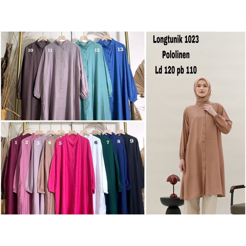 atasan long tunik wanita katun polo ld 120 pb 110 cm/atasan jumbo
