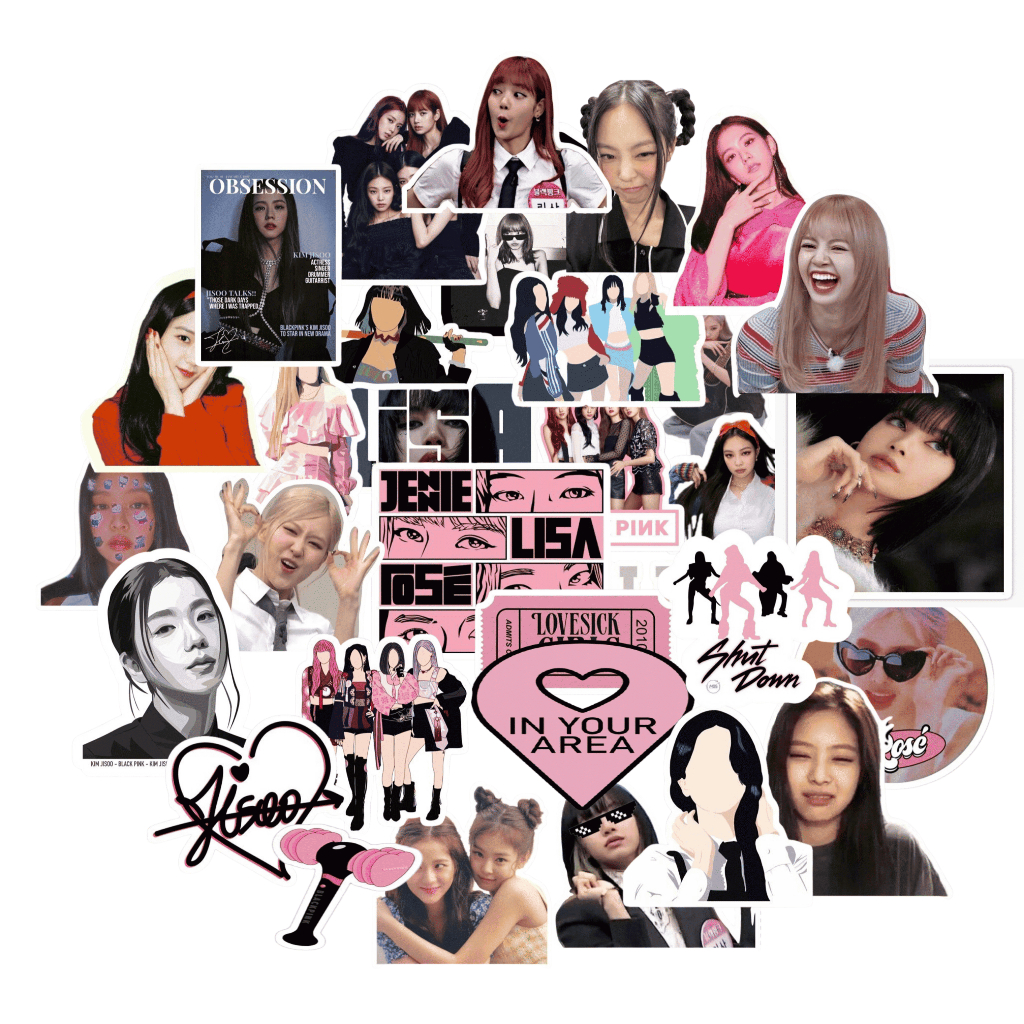 

Black Pink Sticker Packs 30+ Pcs Anti Air Bahan Vinyl | Stiker Handphone / Ipad | Stiker Helm | Stiker Buku | Stiker Laptop