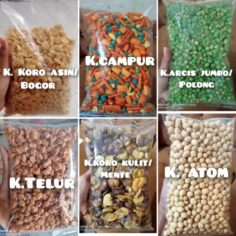 

kacang telur koro atom mente arcis polong campur snack jajanan pekanbaru