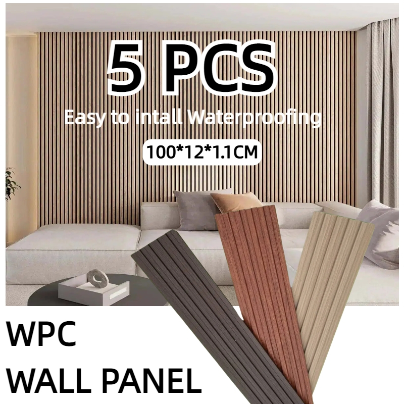 5 PCS Wood Panel WPC / WPC Aestetic Dinding Motif Kayu/ 3d Wall Panel 1m*12cm