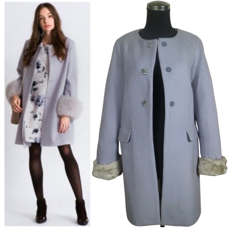 Women wool coat brand Couture brooch