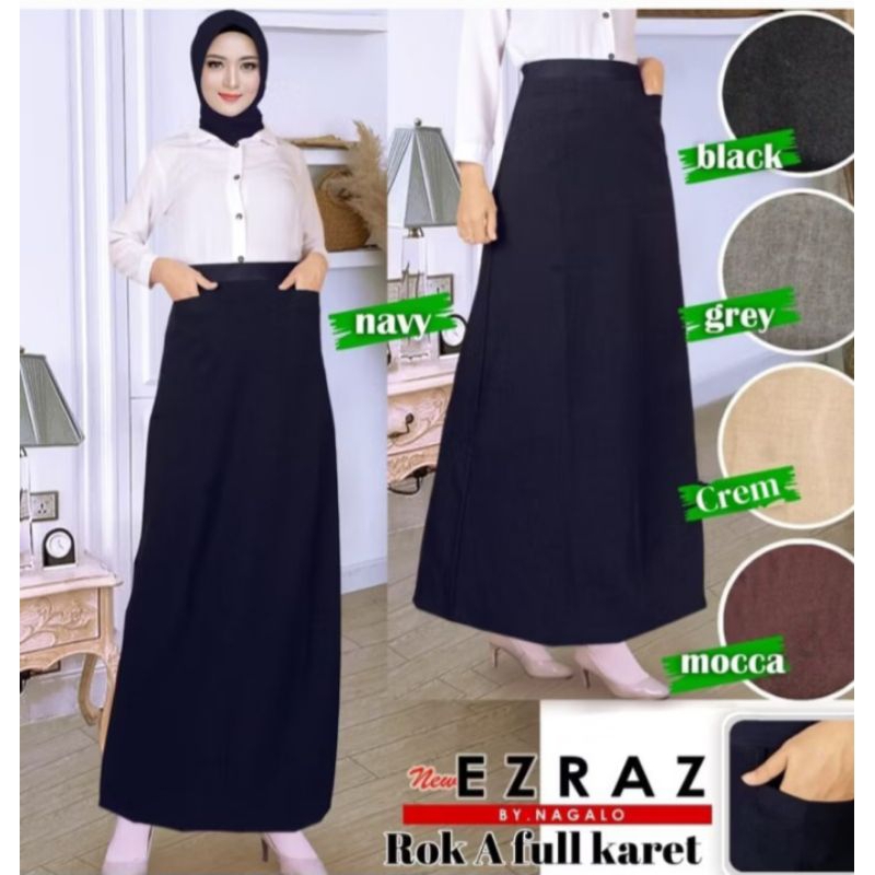 Rok Kantor rok kerja Pinggang Karet RoK A Karet Rok kerja model A Rok Ezraz