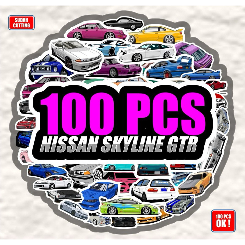 

stiker aesthetic 100pcs skyline gtr stiker racing stiker case decor helm hp laptop koper dll