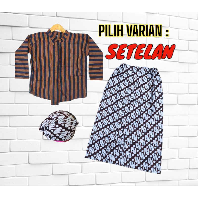 SET SURJAN LURIK ANAK // BAJU+ROK BATIK PUTIH+BLANGKON