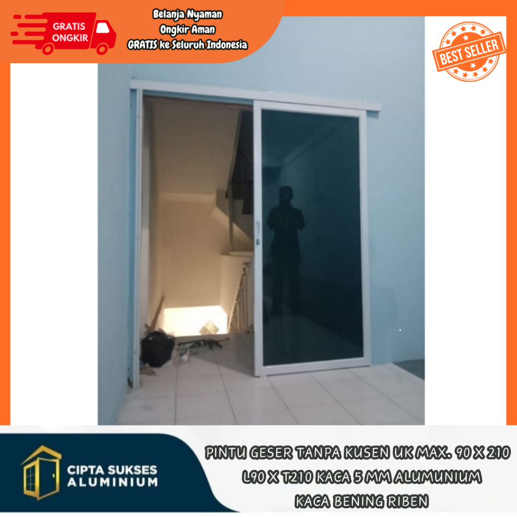 PINTU GESER SLIDING UKURAN 90x210 aluminium kaca csa bergaransi pintu geser aluminium modern minimal