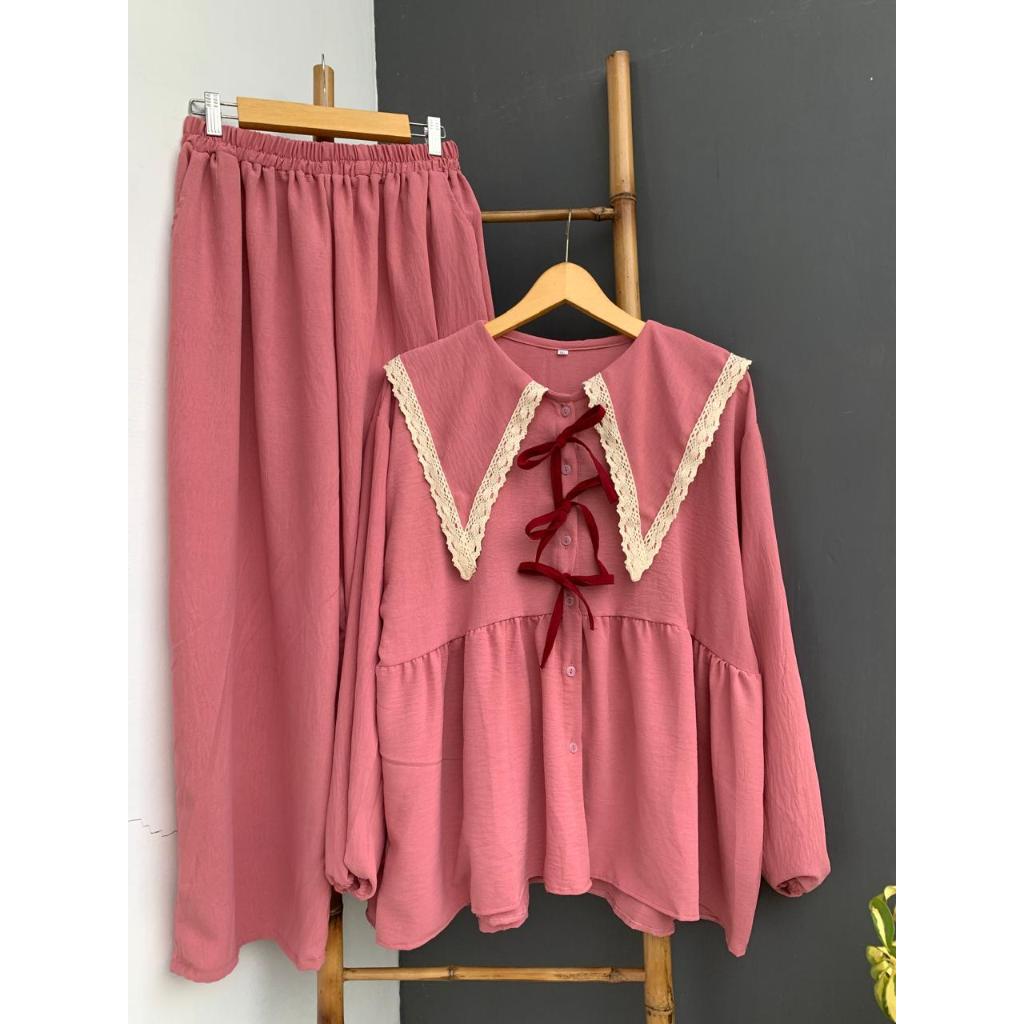 Maudy set crinkle renda pita jumbo LD 120 LD LD 140
