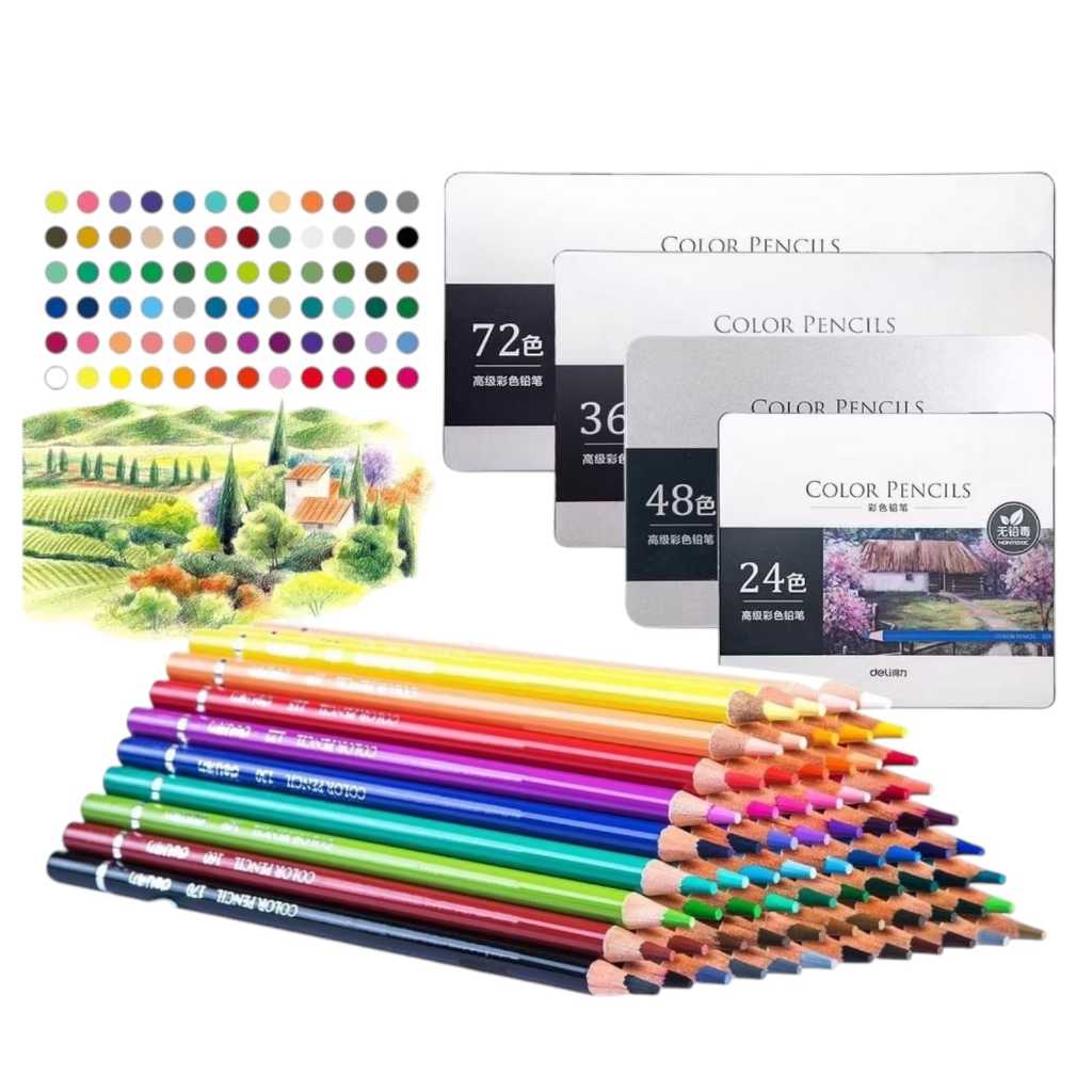 

DELI - 6568 High-grade Oil Pencil Color Pensil Warna Minyak 72 Warna