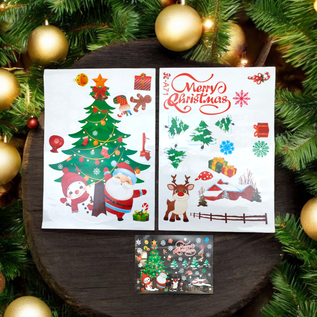 Stiker Natal Dekorasi Natal Sticker Kaca Film Christmas
