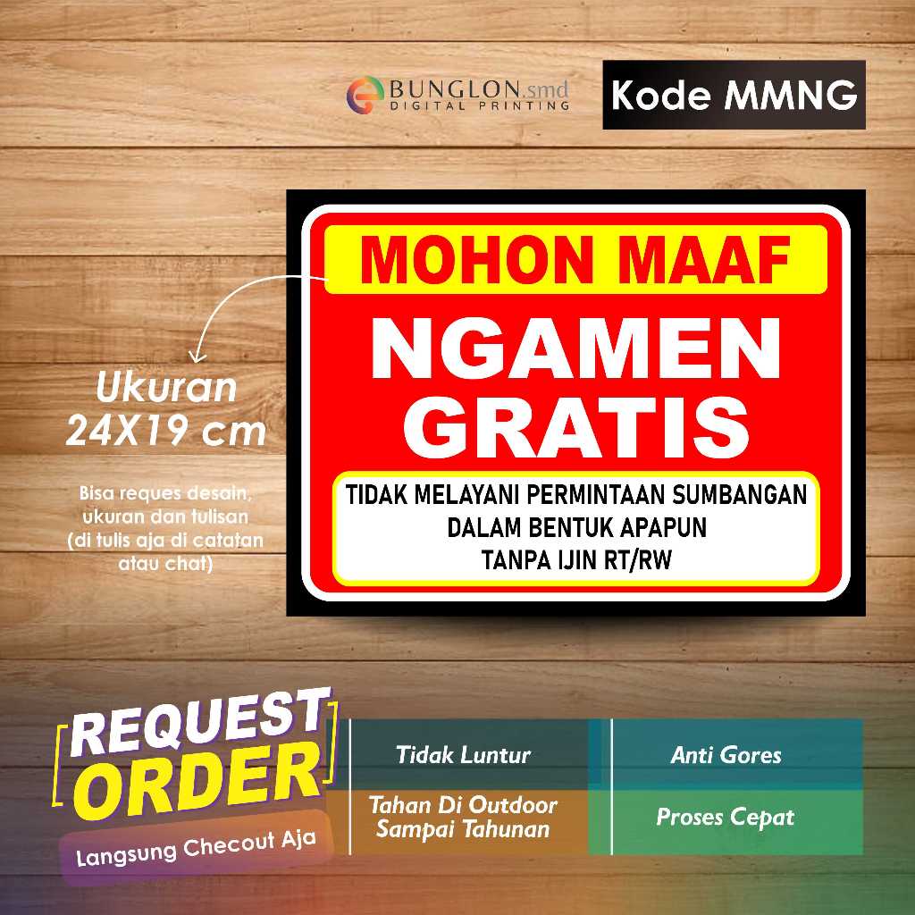 

STIKER MOHON MAAF NGAMEN GRATIS +LAMINASI KODE MMNG MERAH
