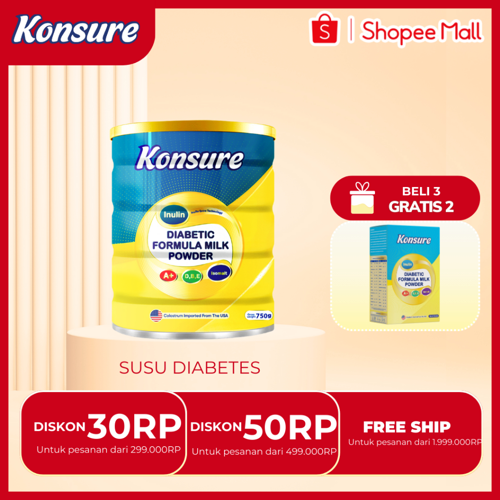 

[ BELI 3 GRATIS 2] KONSURE SUSU DIABETES IMPOR 1 KALENG 750G | KONSURE MILK DIABET
