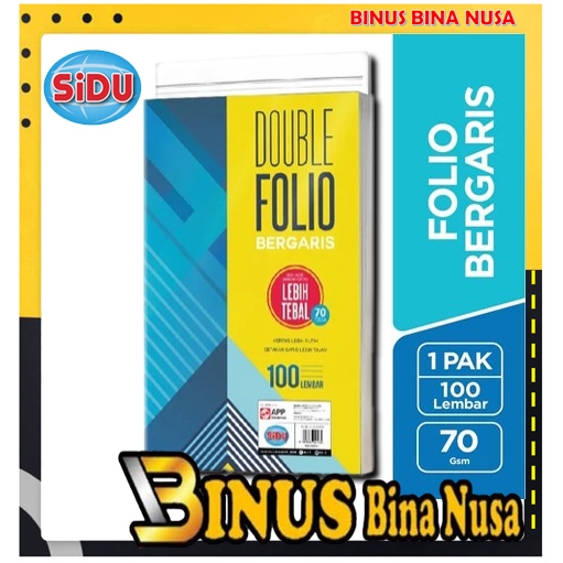 

SIDU Kertas Double Folio Bergaris 100 lembar 70 GSM
