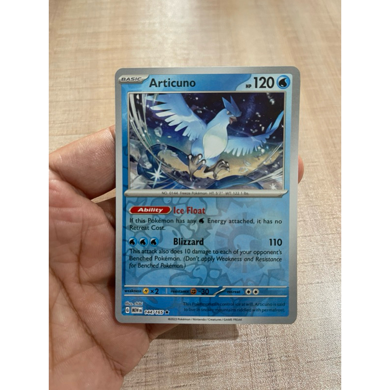 kartu pokemon reverse holo articuno 144/165