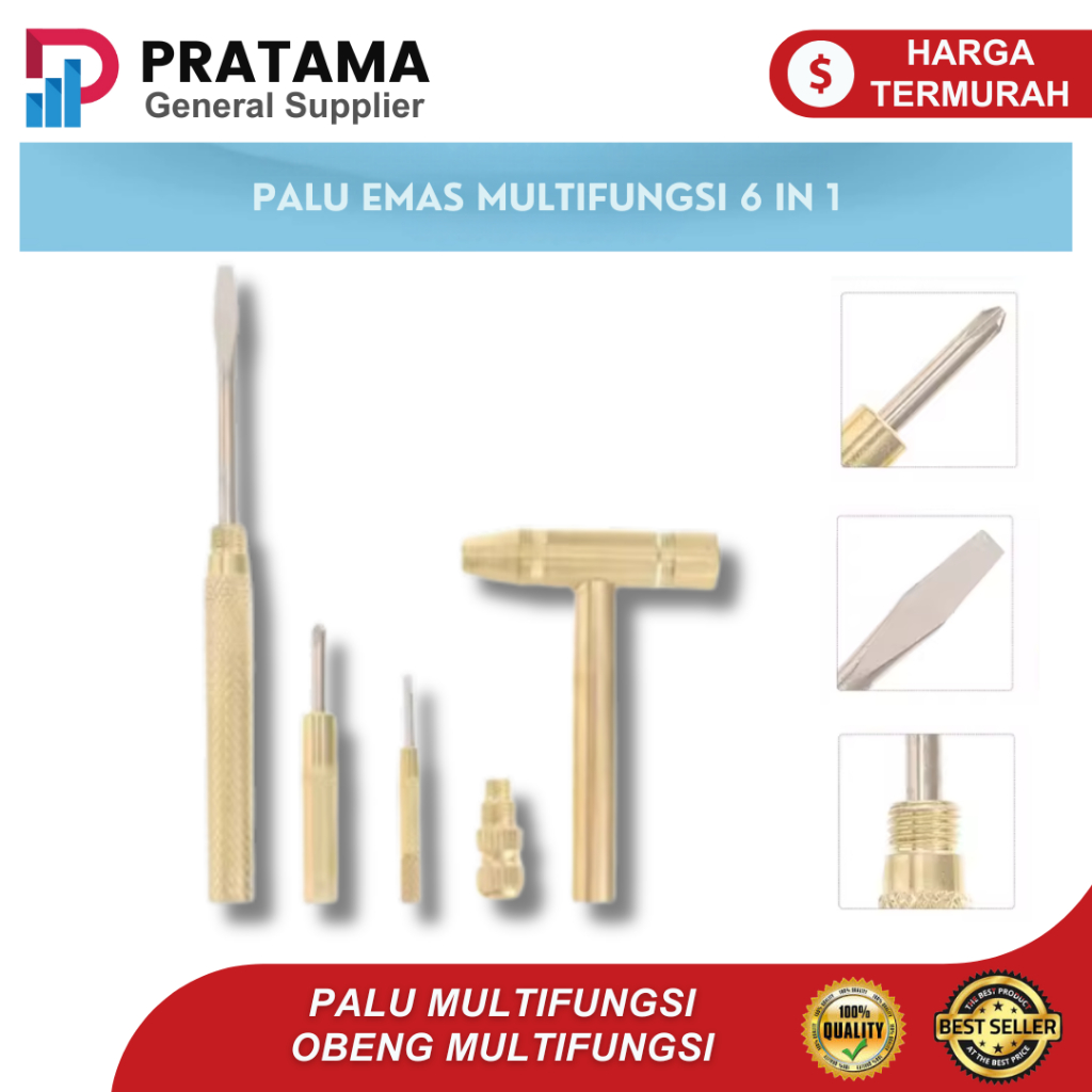 PALU EMAS MULTIFUNGSI 6 IN 1 PALU SILVER PALU MULTIFUNGSI OBENG MULTIFUNGSI