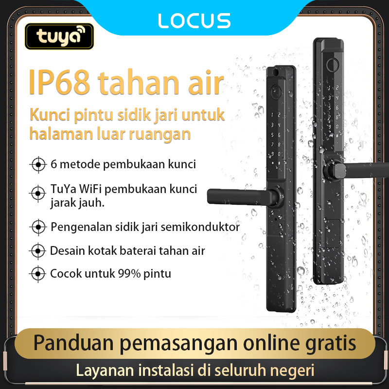 Locus S4 Wifi Waterproof Smart Door Lock, Kunci Pintu Geser, Kaca, Kunci Pintu Digital Sidik Jari, T