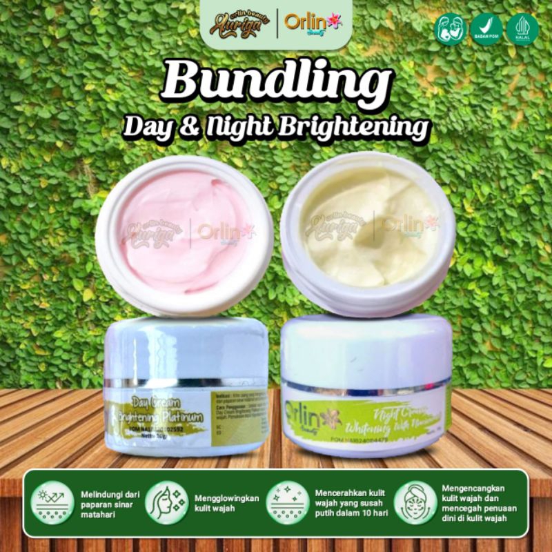 Day dan Night Cream Brightening Platinum Orlin Beauty day cream untuk kulit kusam susah putih krim p
