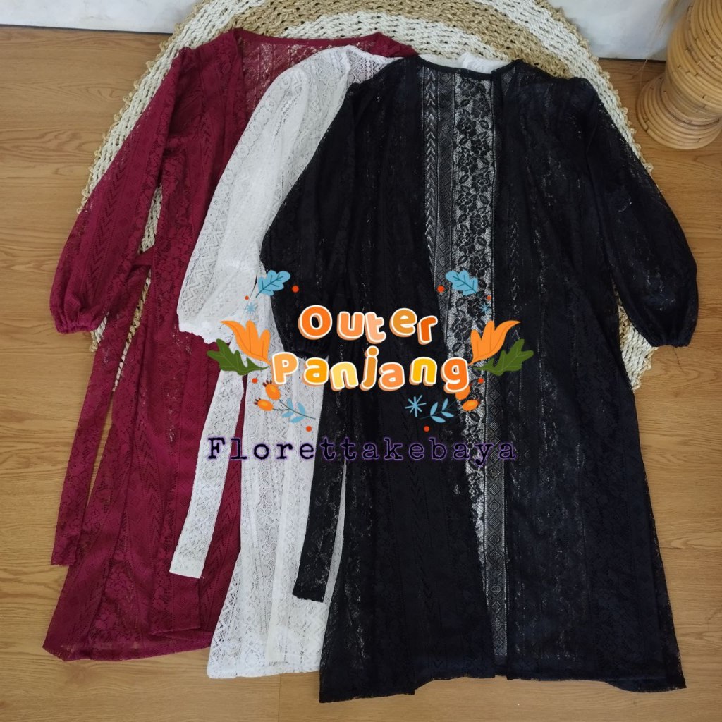 Outer Panjang Kekinian Brokat Tangan Kerut Cardigan Blazer Modern Bali Fashion