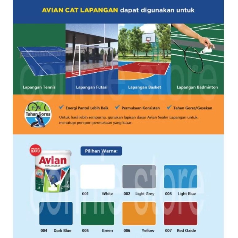 TERBARU AVIAN Cat Lapangan 25 kg cat lapangan olahraga basket tennis futsal outdoor indoor anti gore