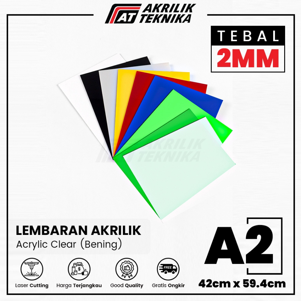 

KODE Q7T Acrylic Sheet Lembaran Akrilik Clear Bening Hitam Putih Merah Kuning Biru Hijau A2 2mm