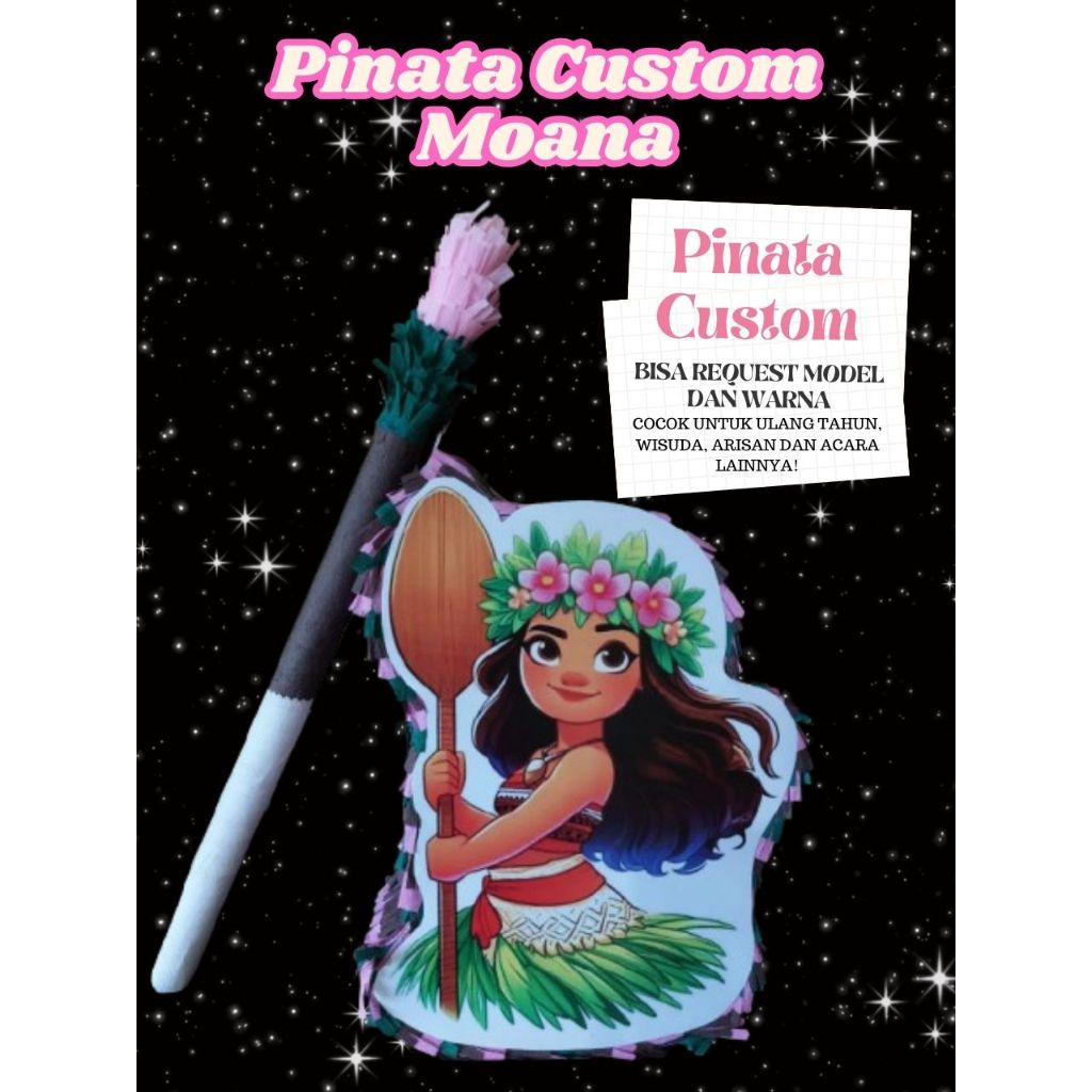 PINATA MOANA / Pinata Ulang Tahun / Pinata Pukul / Pinata Custom / Pinata 2D / Pinata / Pinata Angka