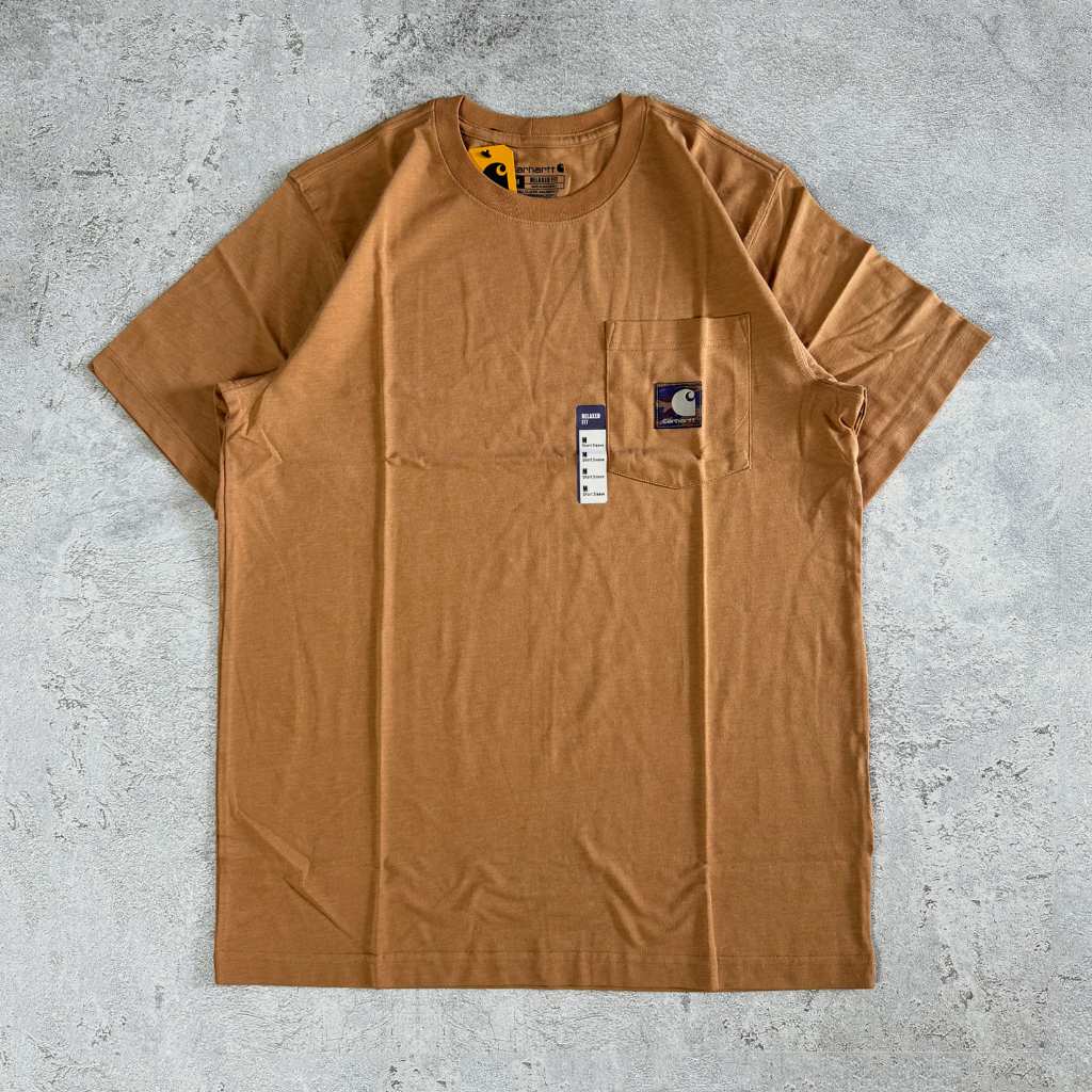 Carhartt 106532 Relaxed Fit Lightweight Short-Sleeve Pocket Camo Patch T-Shirt Hickory Nut Heather
