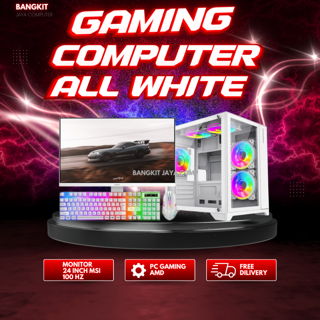 PC Gaming FullSet AMD Ryzen 5 5600GT/G Ram 32 GB Ssd 240 Gb Lengkap LED 24 Inch Keyboard Mouse Gamin