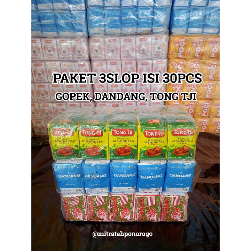 

TEH RACIKAN SOLO GOPEK, DANDANG BIRU,TONG TJI PREMIUM 3SLOP 30PCS