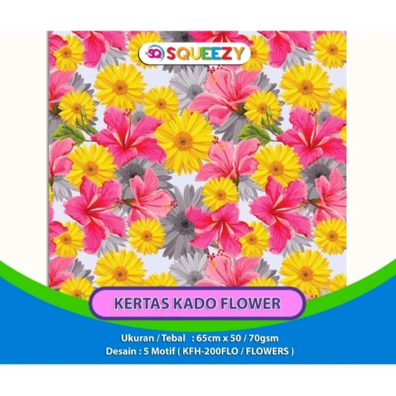 

Squeezy/Midori Kertas Kado/Kertas Pembungkus Flower/Bunga 65cm x 50/80gsm
