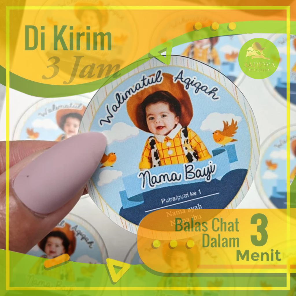 

2-4 Sticker Aqiqah Tasyakuran Bayi Stiker Label Bulat Aqikah Syukuran Akikah Anak