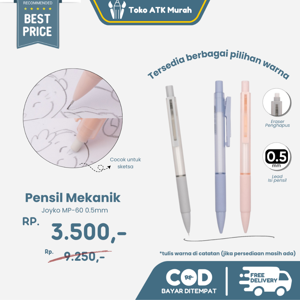 

Pensil Mekanik Joyko MP-60 0.5 mm Mechanical Pencil Morandi