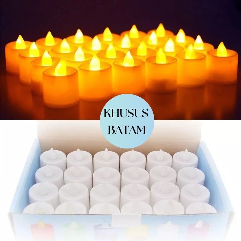 (GROSIR) 1 BOX ISI 24 PCS Lilin LED KUNING WARM WHITE TERMASUK BATERAI Natal / Lilin Lampu Elektrik 